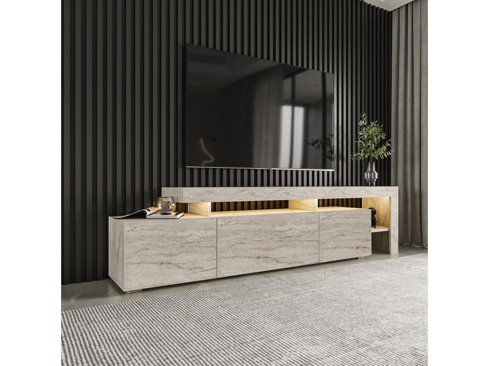 Houten TV-meubel "Beliz" - 192 x 37 x 53 cm - Travertin