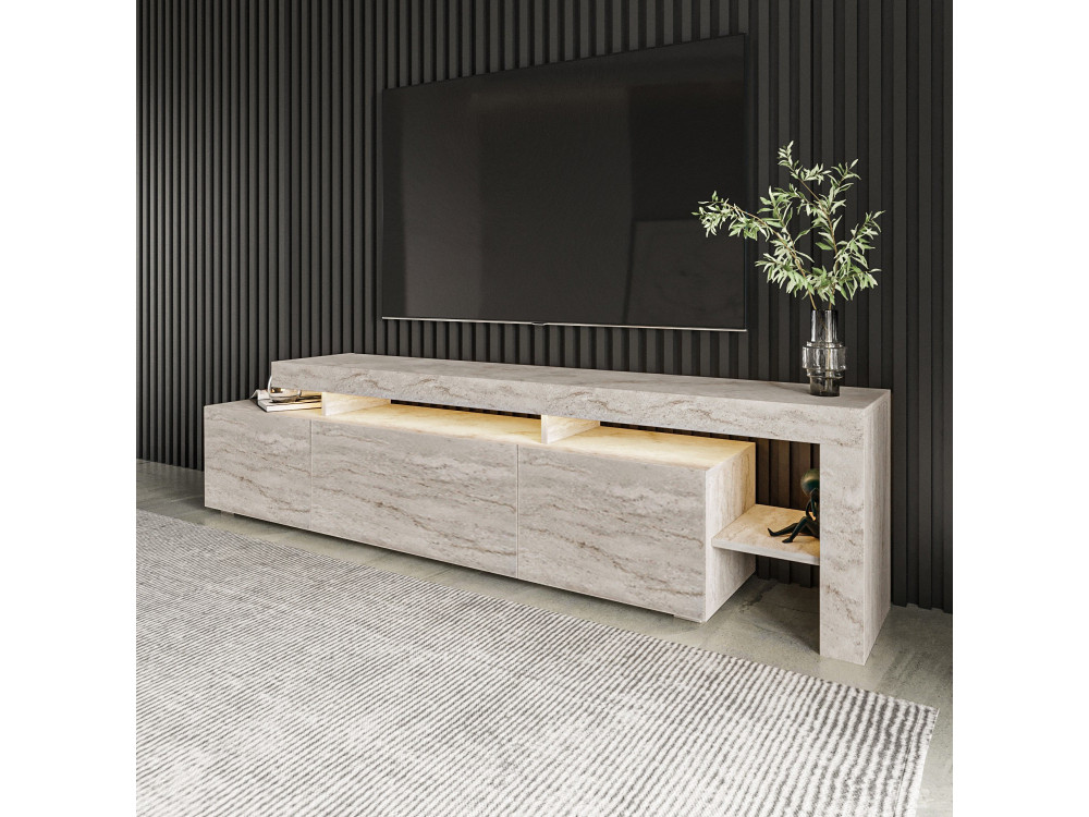 Houten TV-meubel "Beliz" - 192 x 37 x 53 cm - Travertin