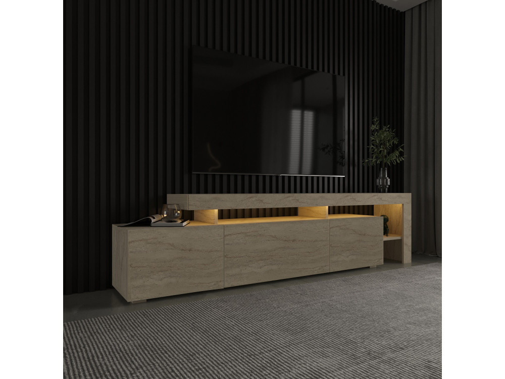 Houten TV-meubel "Beliz" - 192 x 37 x 53 cm - Travertin