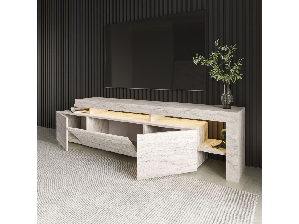 Houten TV-meubel "Beliz" - 192 x 37 x 53 cm - Travertin