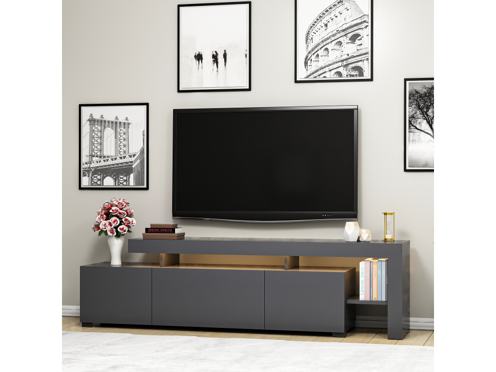 Houten TV-meubel "Beliz" - 192 x 37 x 53 cm - Antraciet