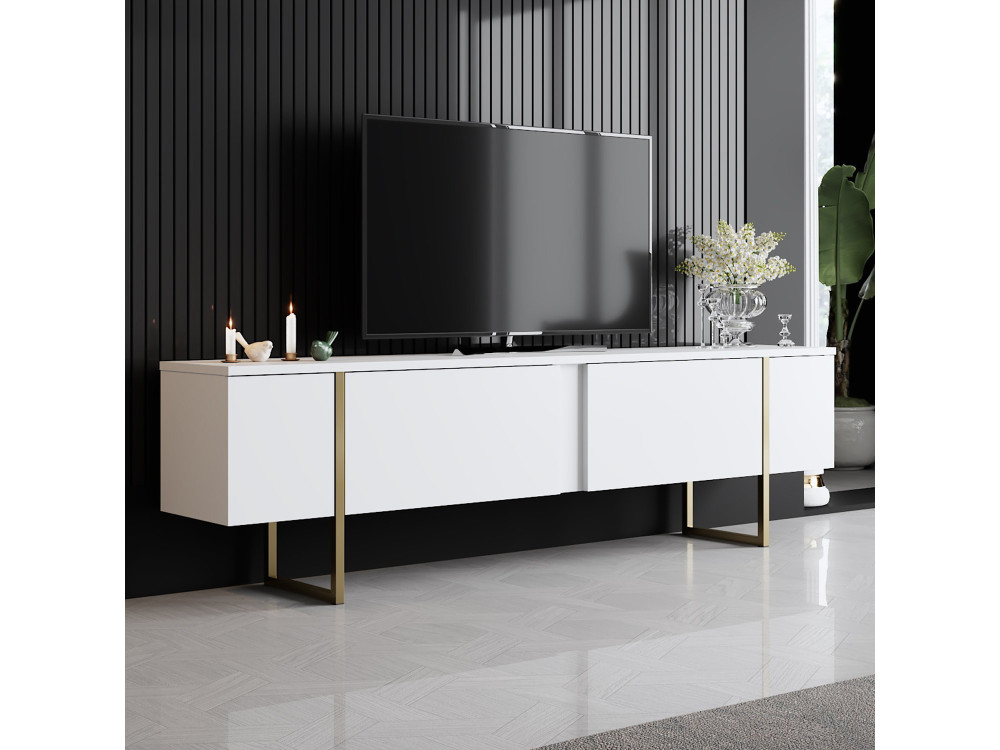 Luxe" houten TV-meubel - 180 x 30 x 50 cm - Witgoud