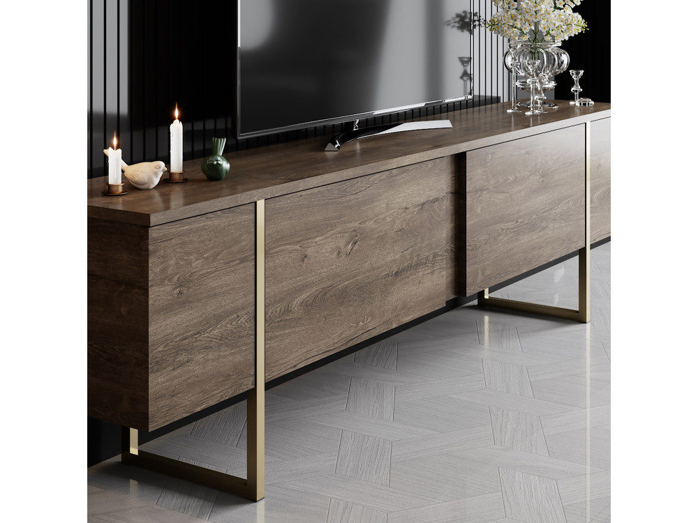Luxe" houten TV-meubel - 180 x 30 x 50 cm - NotelaarGoud