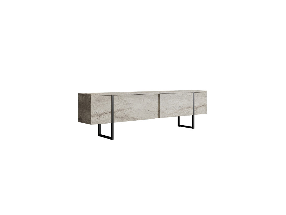 Luxe" houten TV-meubel - 180 x 30 x 50 cm - TravertinZwart