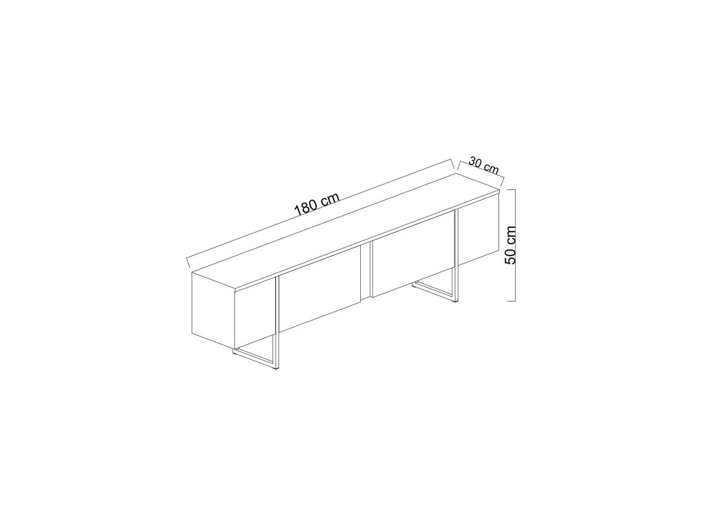 Luxe" houten TV-meubel - 180 x 30 x 50 cm - TravertinZwart