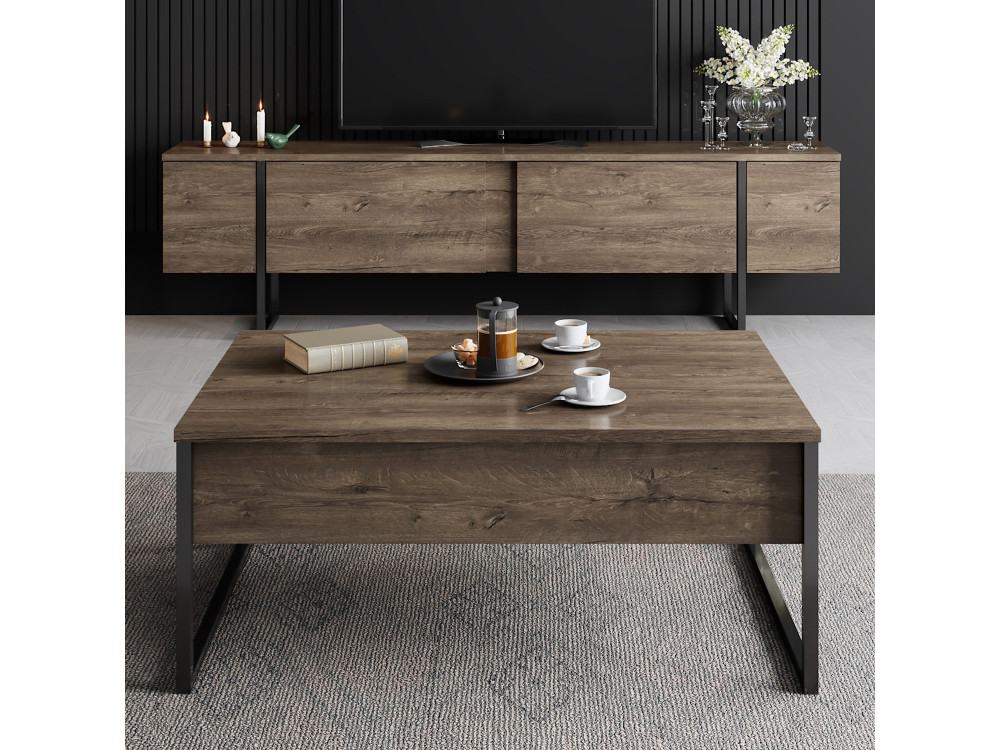 Luxe" houten TV-meubel - 180 x 30 x 50 cm - NotelaarZwart