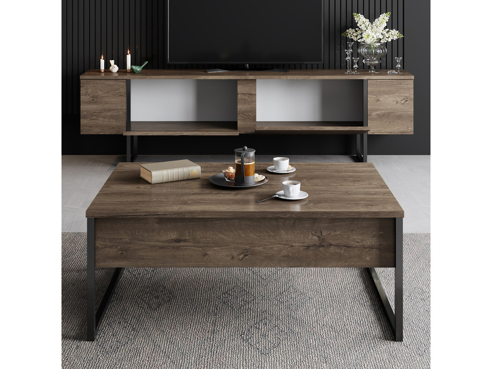 Luxe" houten TV-meubel - 180 x 30 x 50 cm - NotelaarZwart