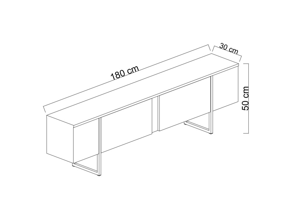 Luxe" houten TV-meubel - 180 x 30 x 50 cm - NotelaarZwart