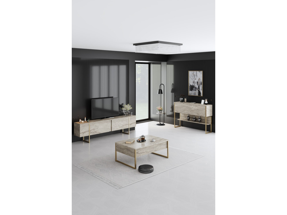 Luxe" houten TV-meubel - 180 x 30 x 50 cm - TravertinOr