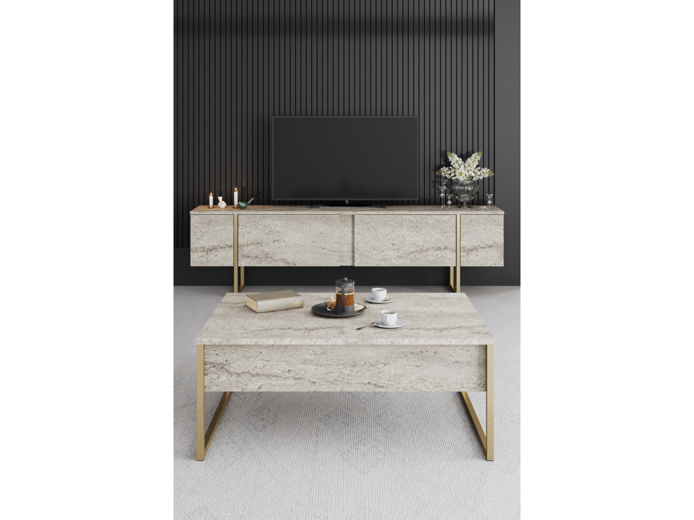 Luxe" houten TV-meubel - 180 x 30 x 50 cm - TravertinOr