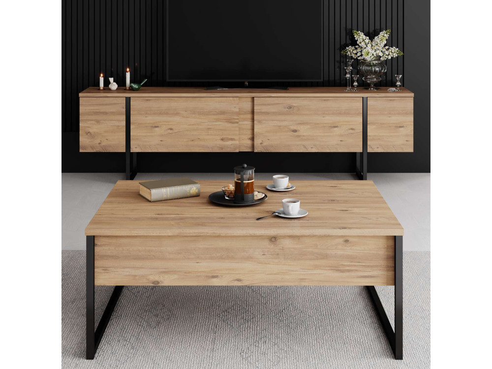 Luxe" houten TV-meubel - 180 x 30 x 50 cm - Bruin