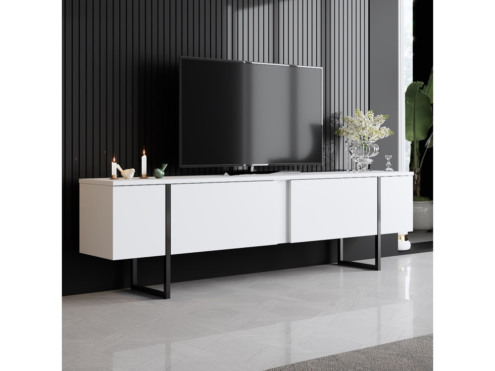 Luxe" houten TV-meubel - 180 x 30 x 50 cm - Wit