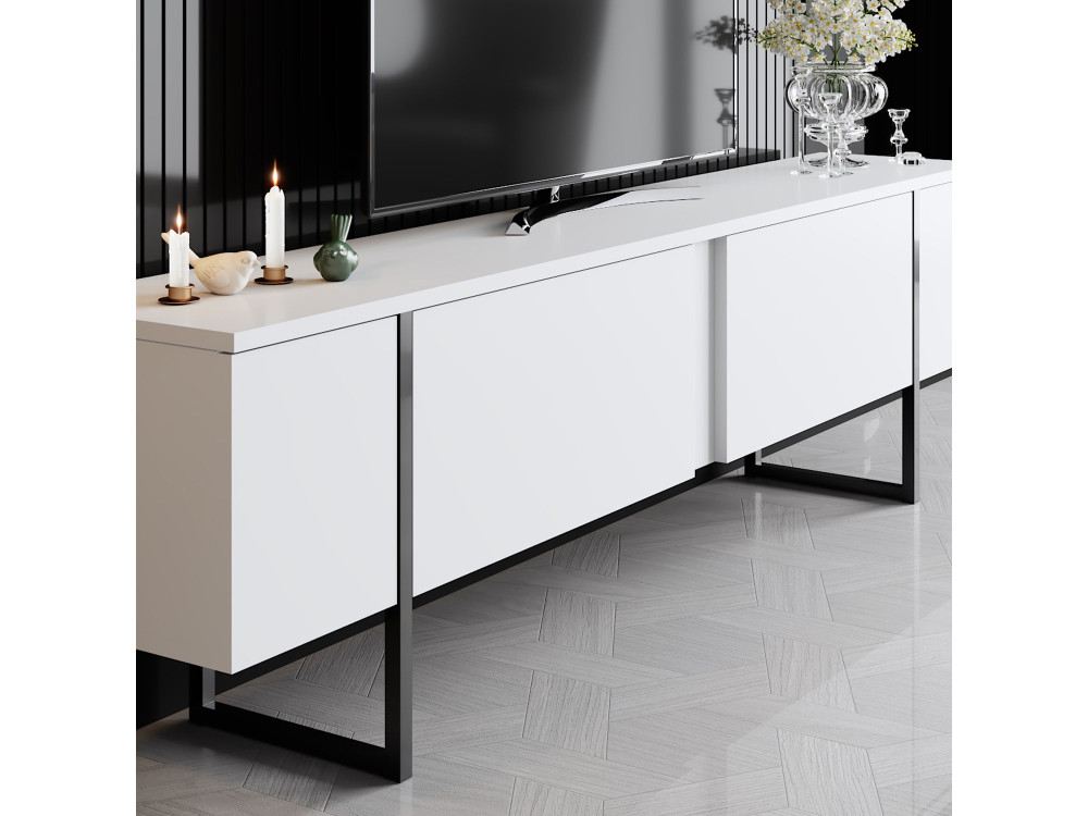 Luxe" houten TV-meubel - 180 x 30 x 50 cm - Wit