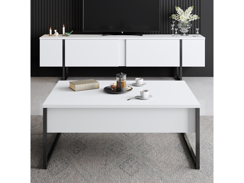 Luxe" houten TV-meubel - 180 x 30 x 50 cm - Wit