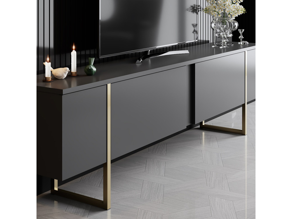 Luxe" houten TV-meubel - 180 x 30 x 50 cm - Goud