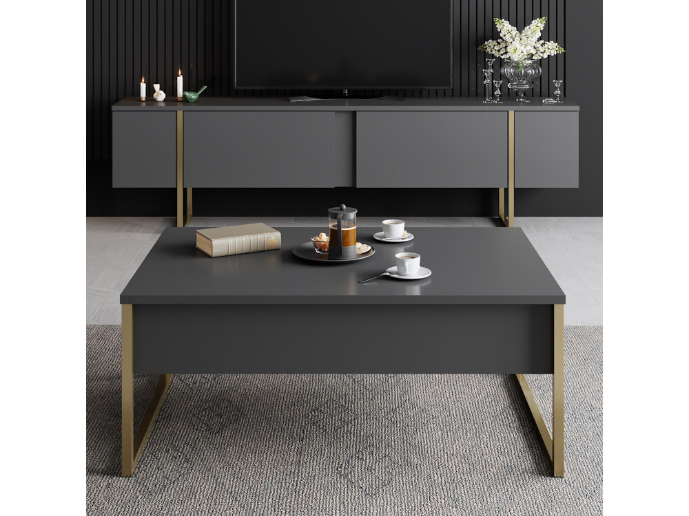 Luxe" houten TV-meubel - 180 x 30 x 50 cm - Goud