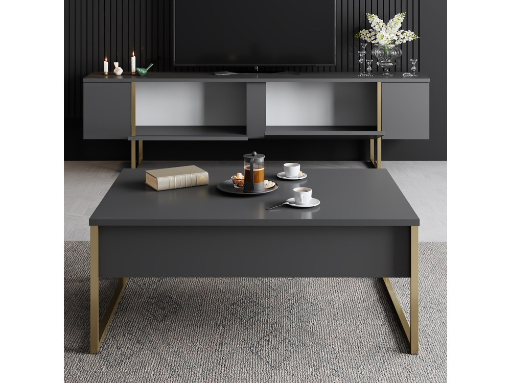 Luxe" houten TV-meubel - 180 x 30 x 50 cm - Goud