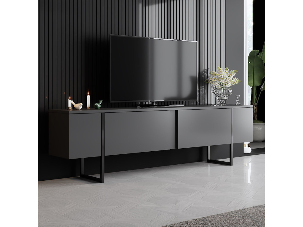 Luxe" houten TV-meubel - 180 x 30 x 50 cm - Zwart