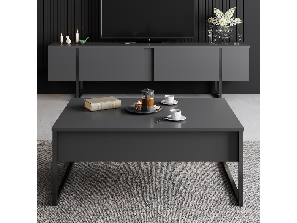 Luxe" houten TV-meubel - 180 x 30 x 50 cm - Zwart