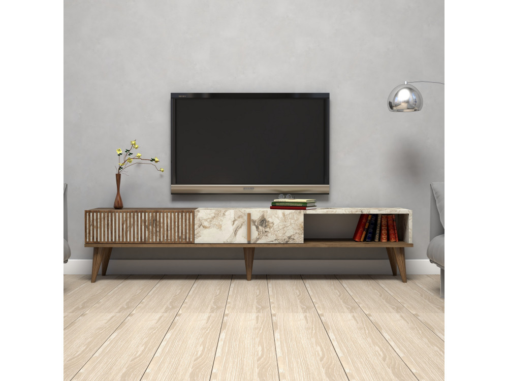 Houten TV-meubel "Milan" - 180 x 35 x 40 cm - NotelaarWit