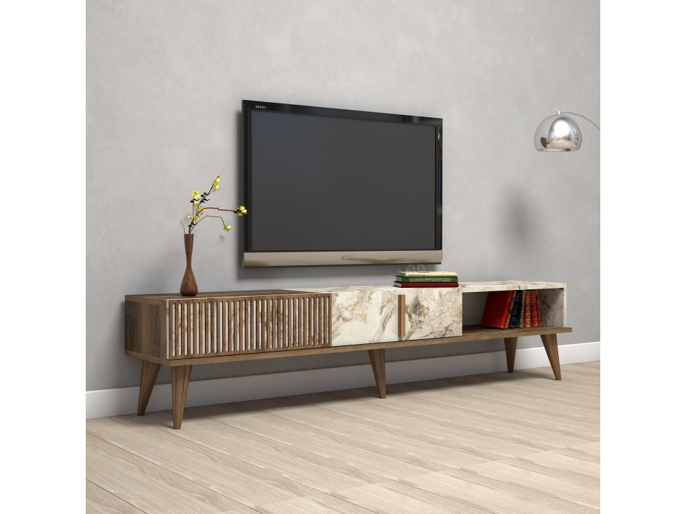 Houten TV-meubel "Milan" - 180 x 35 x 40 cm - NotelaarWit