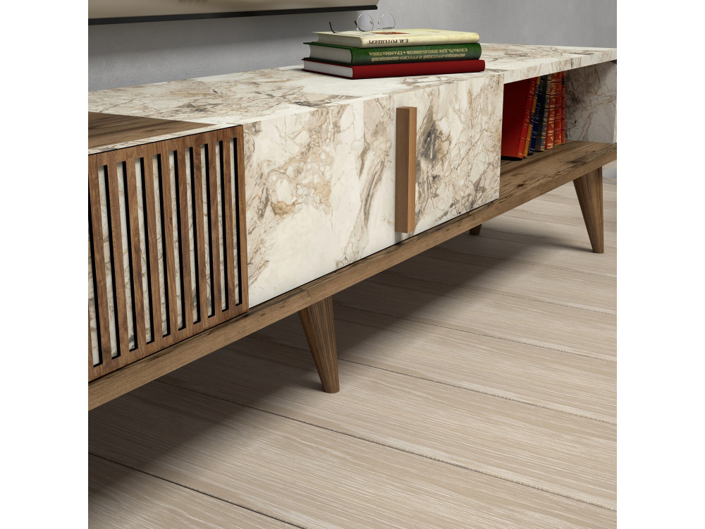 Houten TV-meubel "Milan" - 180 x 35 x 40 cm - NotelaarWit