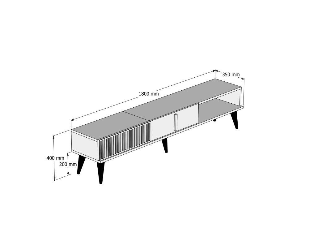 Houten TV-meubel "Milan" - 180 x 35 x 40 cm - NotelaarWit