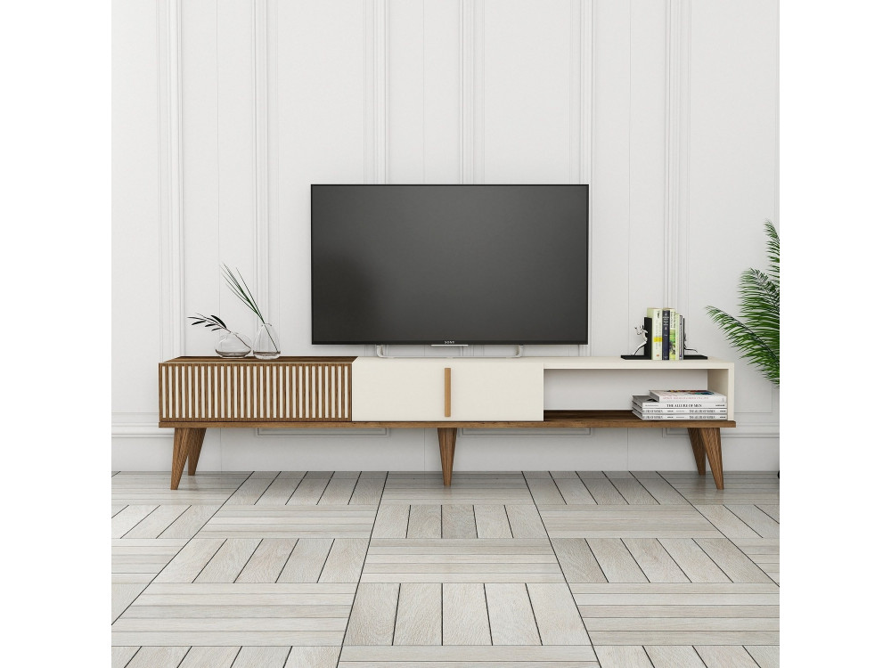 Houten TV-meubel "Milan" - 180 x 35 x 40 cm - Notencrème