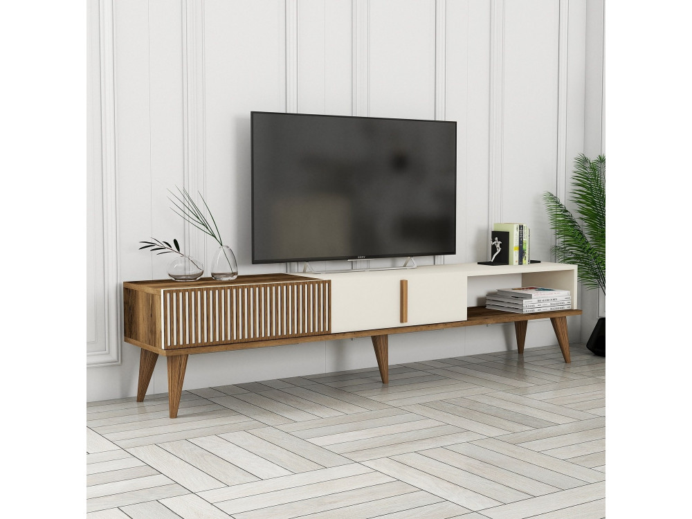 Houten TV-meubel "Milan" - 180 x 35 x 40 cm - Notencrème