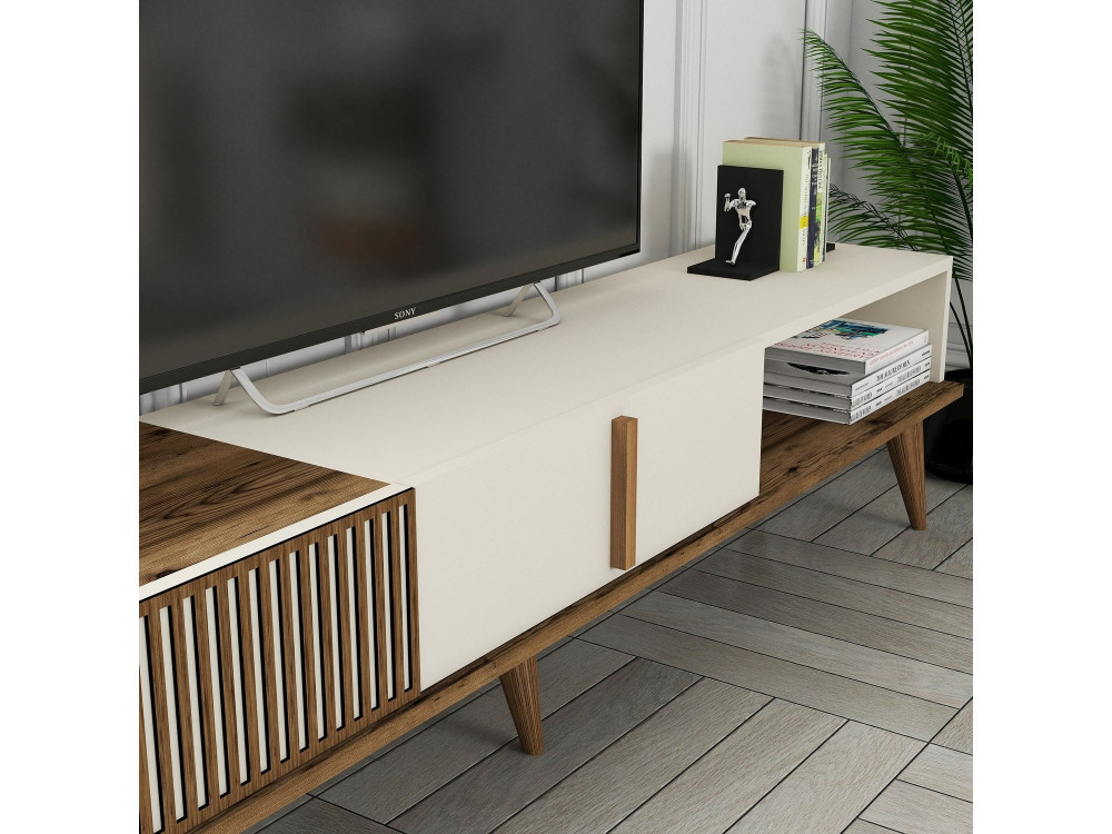 Houten TV-meubel "Milan" - 180 x 35 x 40 cm - Notencrème