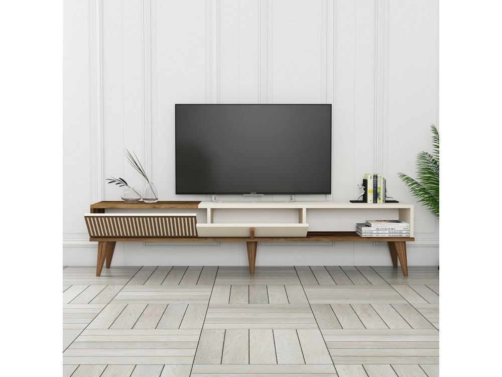 Houten TV-meubel "Milan" - 180 x 35 x 40 cm - Notencrème
