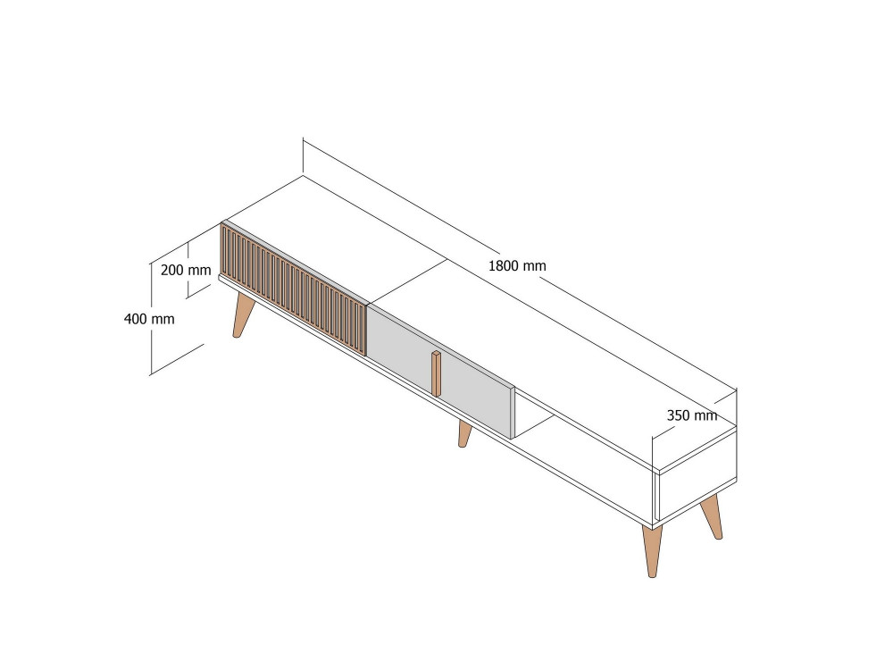 Houten TV-meubel "Milan" - 180 x 35 x 40 cm - Notencrème