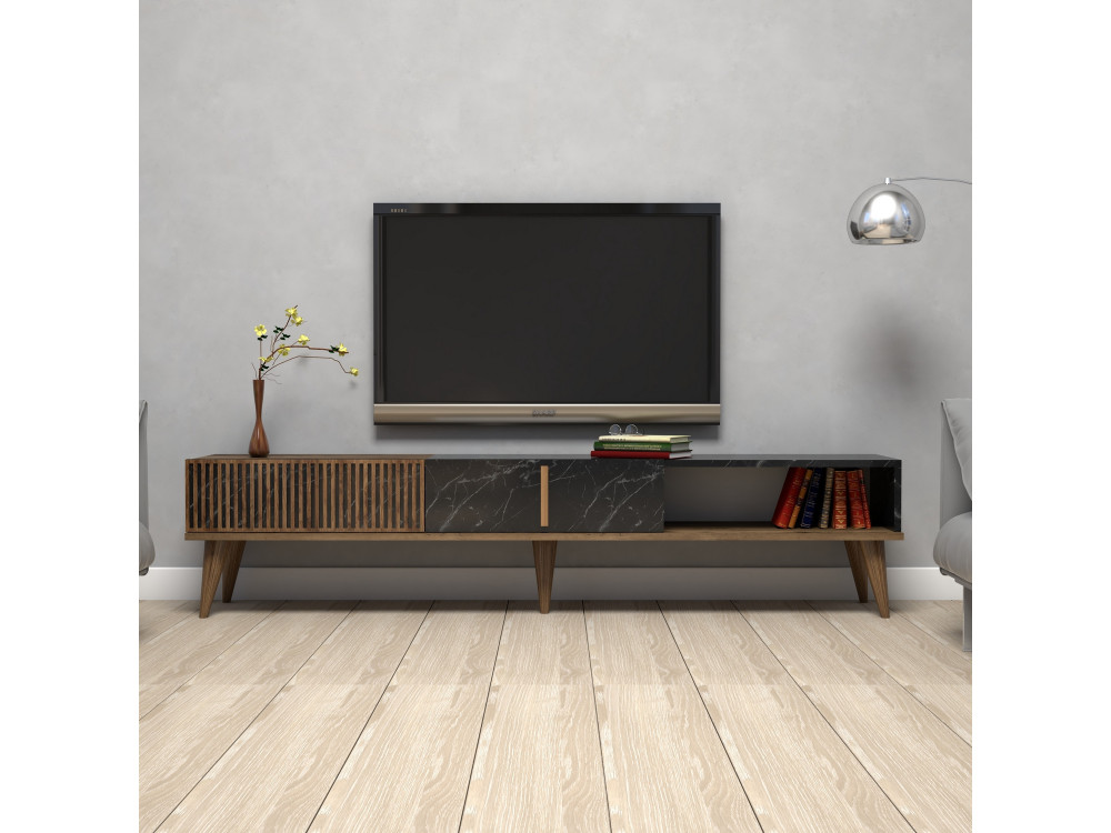 Houten TV-meubel "Milan" - 180 x 35 x 40 cm - NotelaarZwart