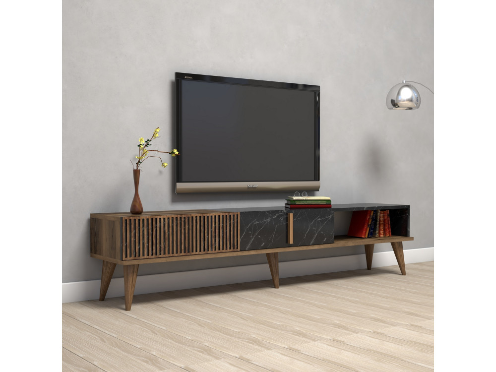 Houten TV-meubel "Milan" - 180 x 35 x 40 cm - NotelaarZwart