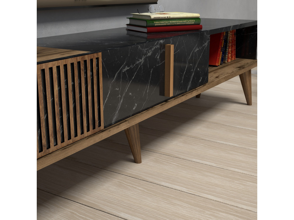 Houten TV-meubel "Milan" - 180 x 35 x 40 cm - NotelaarZwart