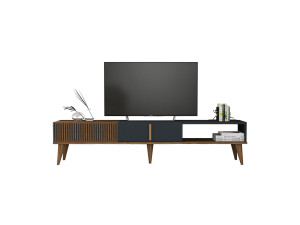 Houten TV-meubel "Milan" - 180 x 35 x 40 cm - Notelaar, Antraciet