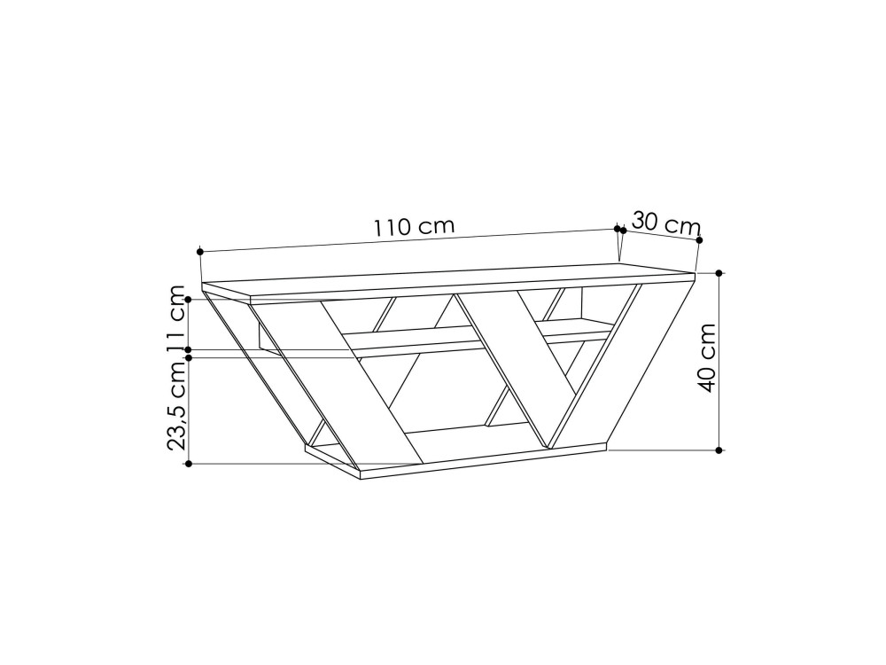 Houten TV-meubel "Pipralla" - 110 x 30 x 40 cm - Eik
