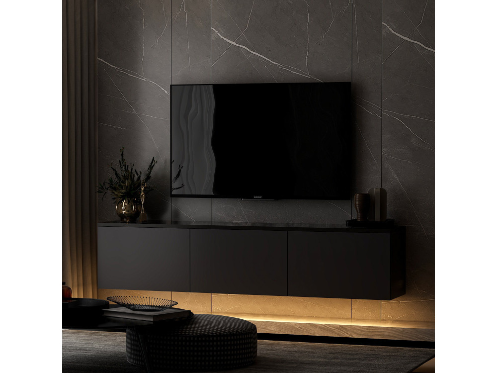 Houten TV-meubel "Neon" - 160 x 32 x 35 cm - Antraciet