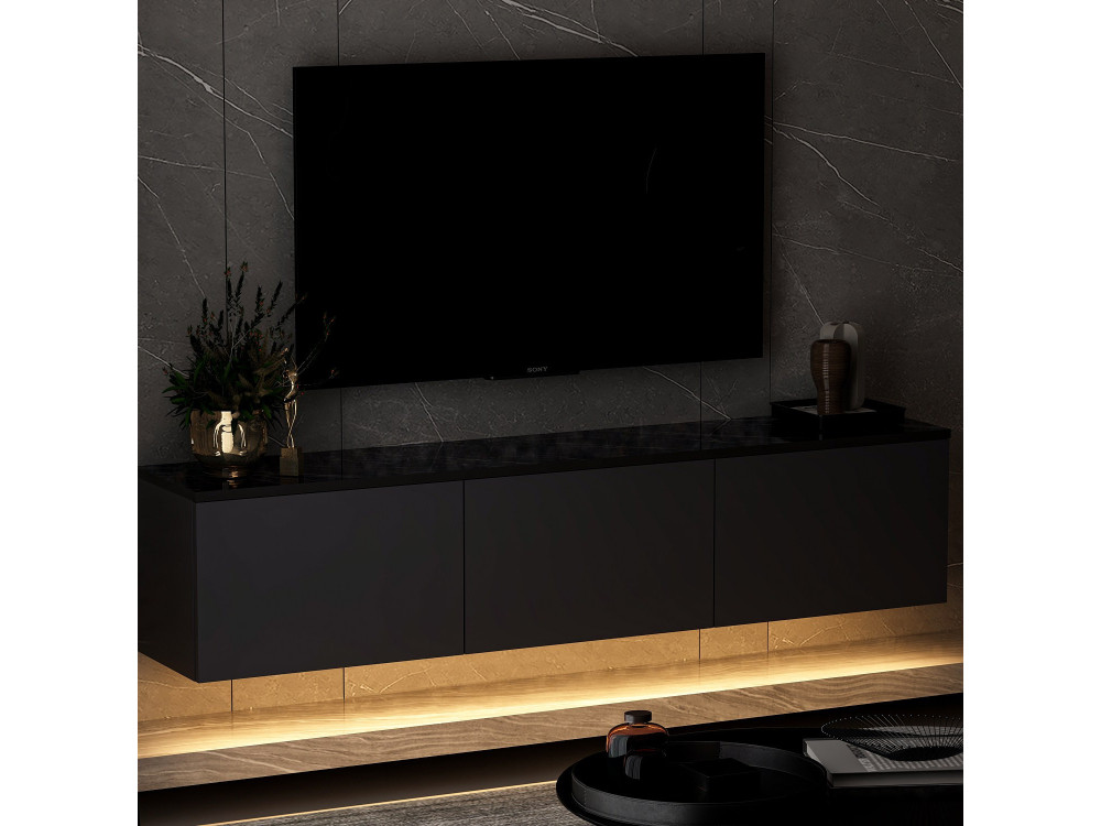 Houten TV-meubel "Neon" - 160 x 32 x 35 cm - Antraciet