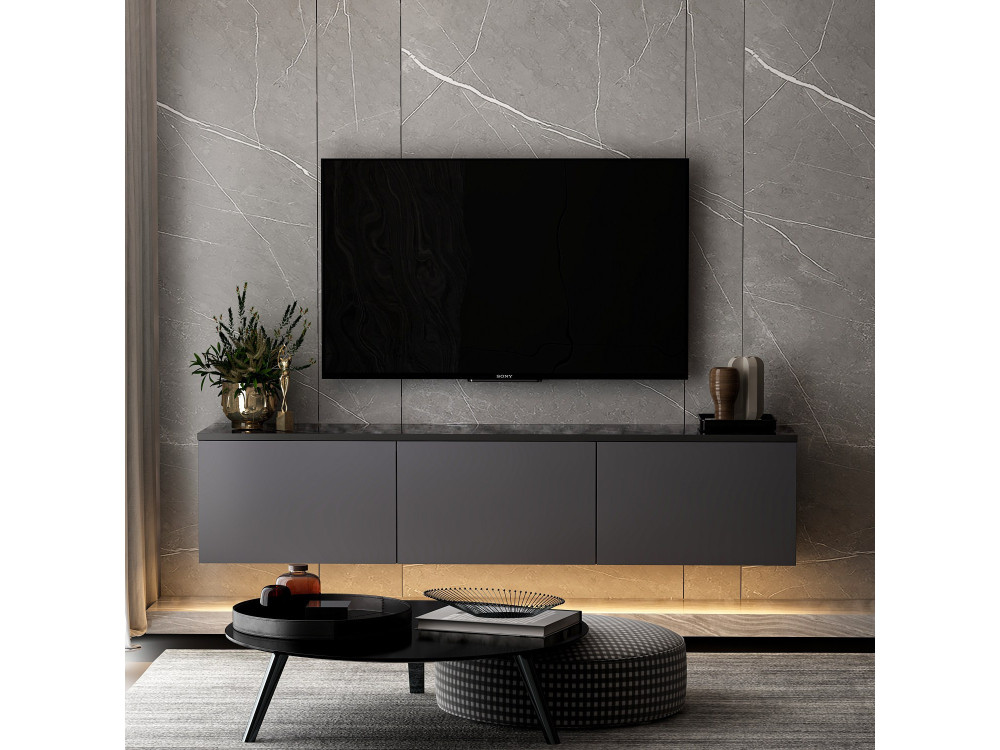 Houten TV-meubel "Neon" - 160 x 32 x 35 cm - Antraciet