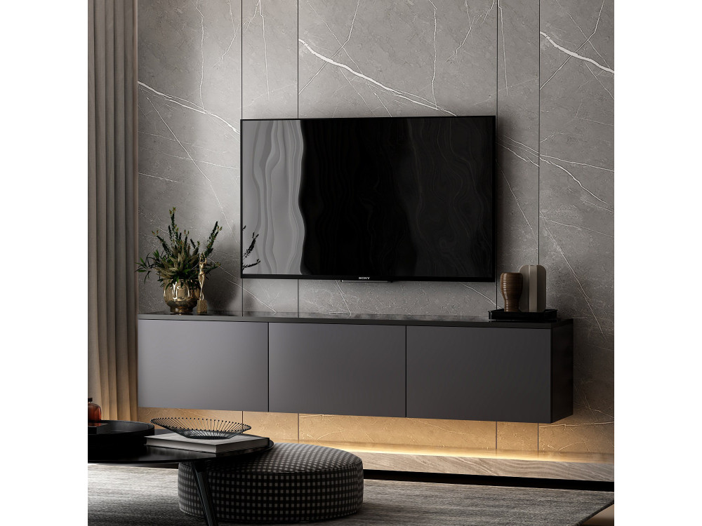 Houten TV-meubel "Neon" - 160 x 32 x 35 cm - Antraciet
