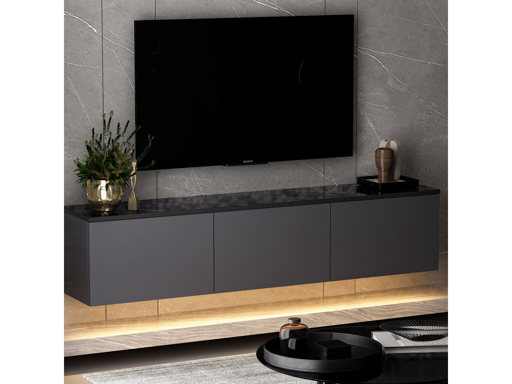 Houten TV-meubel "Neon" - 160 x 32 x 35 cm - Antraciet