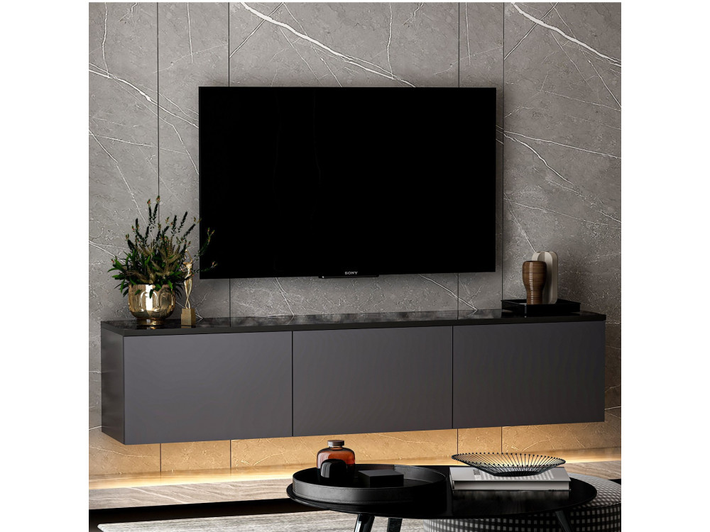 Houten TV-meubel "Neon" - 160 x 32 x 35 cm - Antraciet