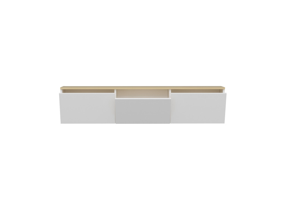 Neon" houten TV-meubel - 160 x 32 x 35 cm - Wit eiken