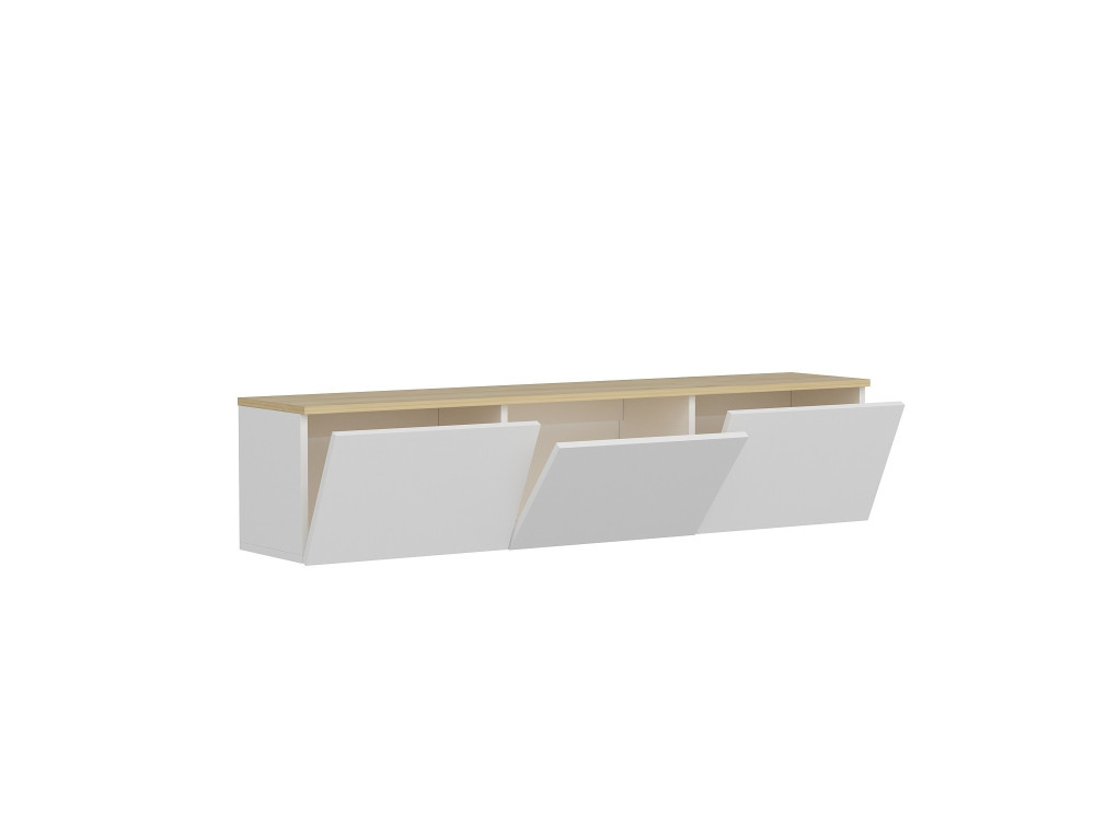 Neon" houten TV-meubel - 160 x 32 x 35 cm - Wit eiken