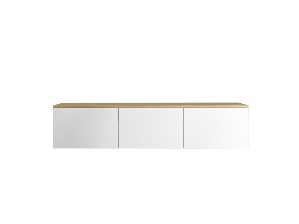 Neon" houten TV-meubel - 160 x 32 x 35 cm - Wit eiken