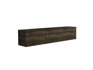 Neon" hangend houten TV-meubel met LED-verlichting - 160 x 32 x 35 cm - Donkerbruin