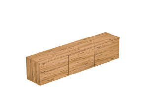Neon" hangend houten TV-meubel met LED-verlichting - 160 x 32 x 35 cm - Lichtbruin
