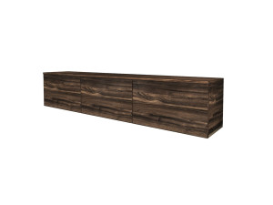Neon" hangend houten TV-meubel met LED-verlichting - 160 x 32 x 35 cm - Bruin