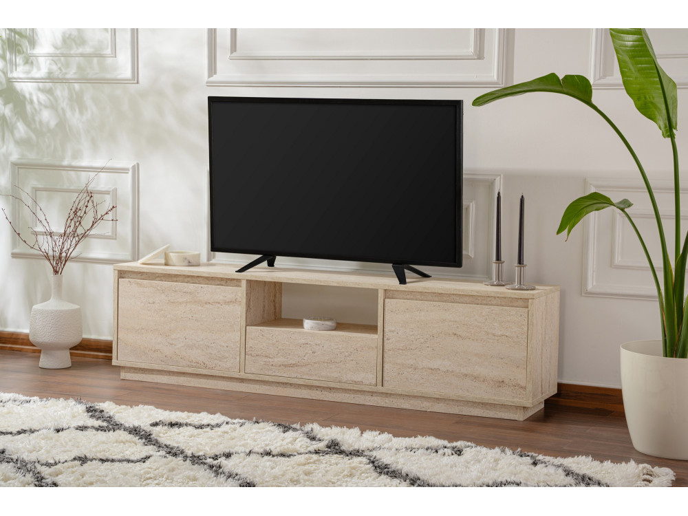 Houten TV-meubel "Vanguard" - 160 x 29 x 42 cm - Travertin